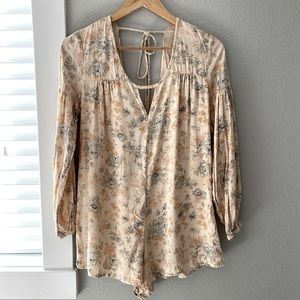 Saltwater Luxe floral wallpaper romper, size small